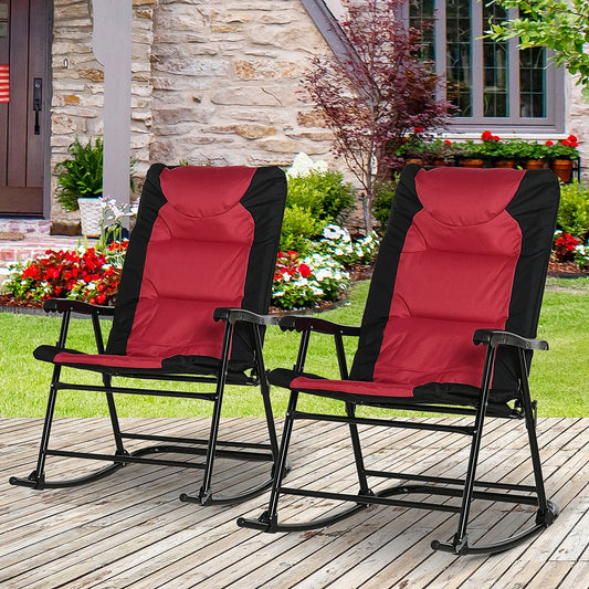 Outsunny Folding Rocking Camping Chairs Portable Outdoor Rockers