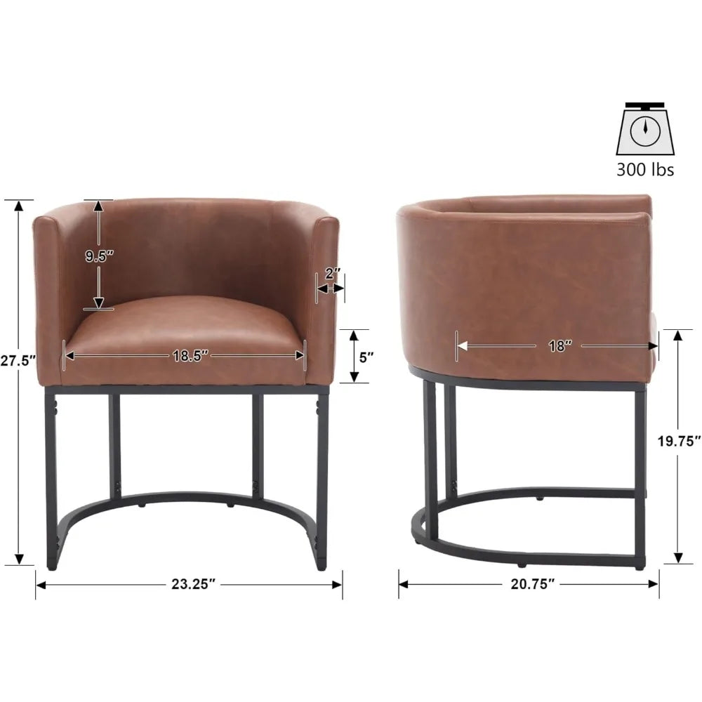 RBXC Faux Leather Upholstered Barrel Back Dining Chairs