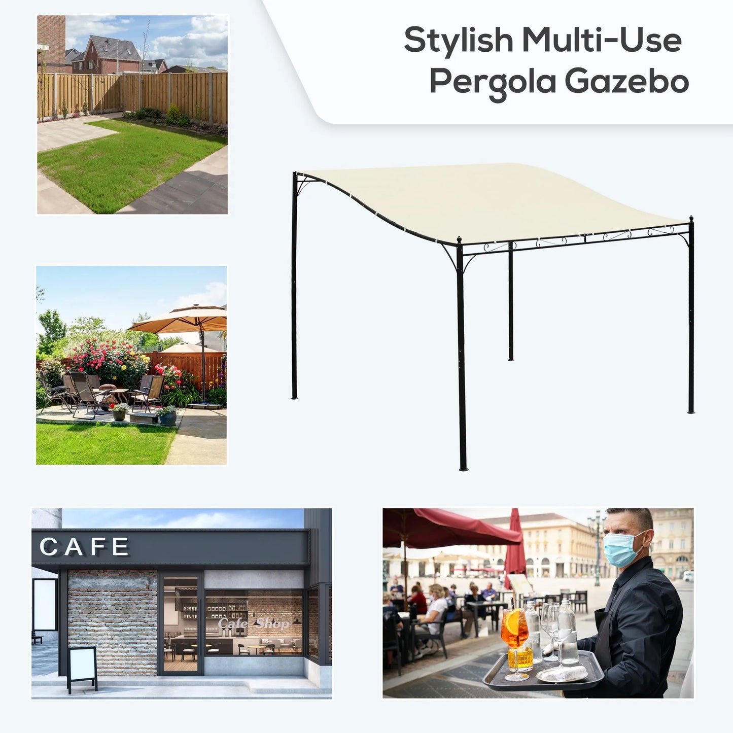 European Styled Steel Outdoor Pergola Gazebo For Patio And Garden