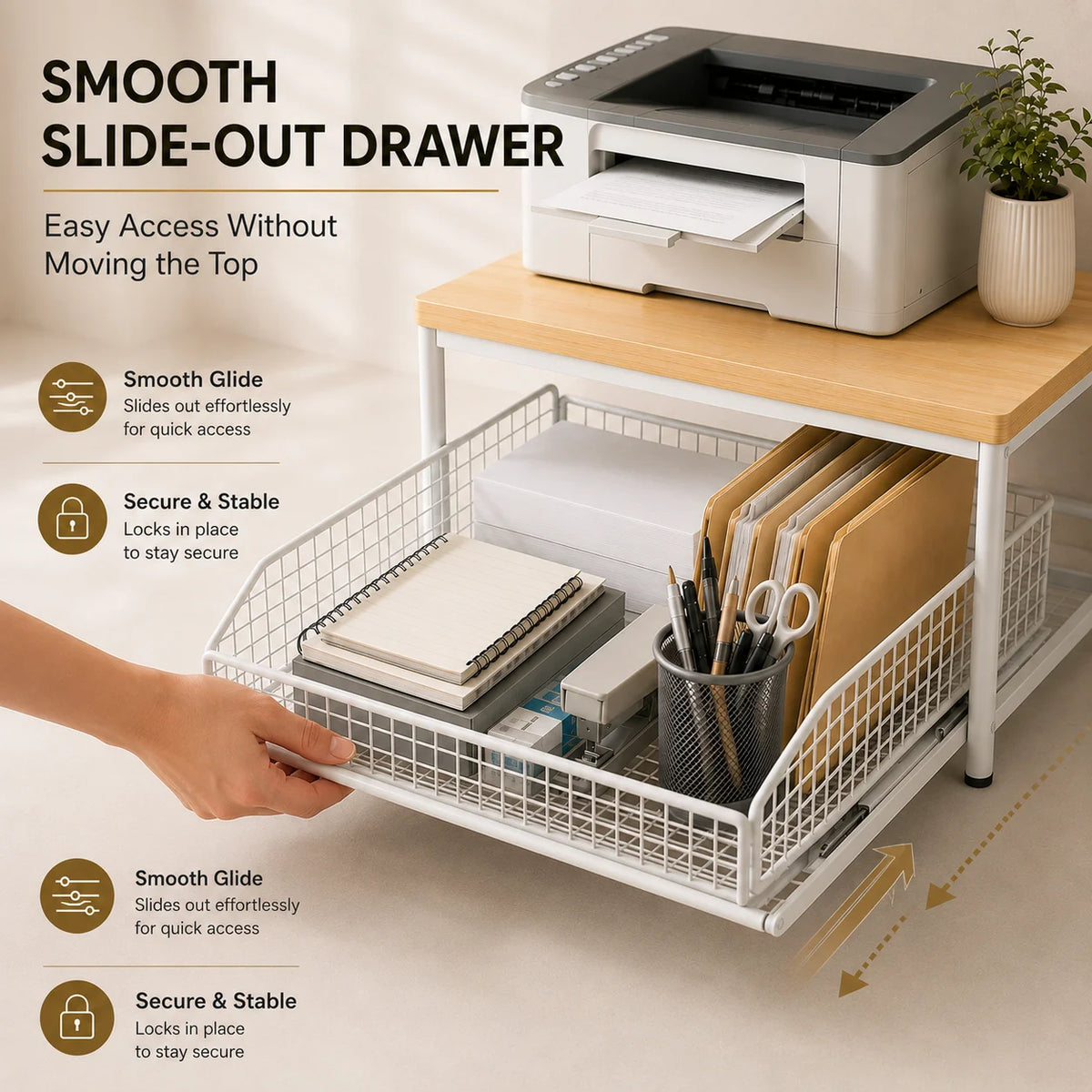 Pull Out Kitchen Counter Organizer With Sliding Wire Basket Storage
