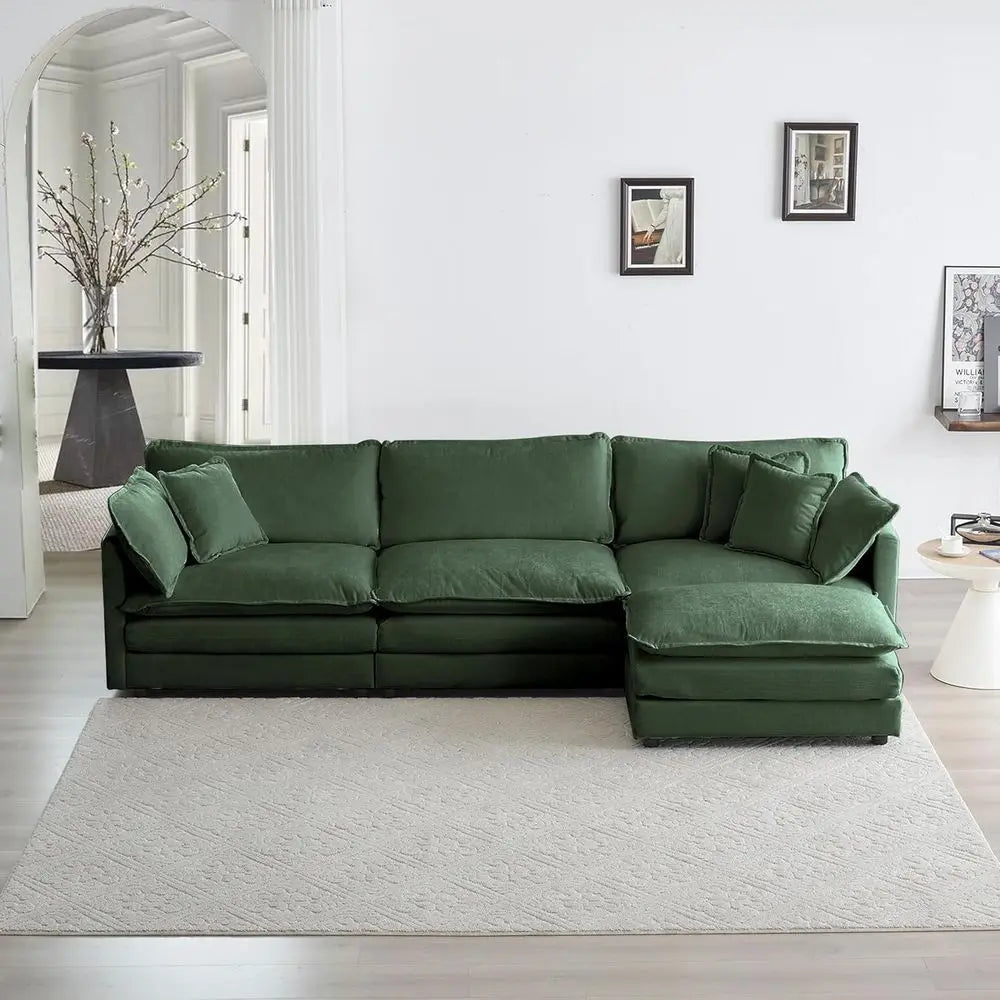 Luxury Sofa Set With Removable Ottoman 3-Piece Living Room Furniture