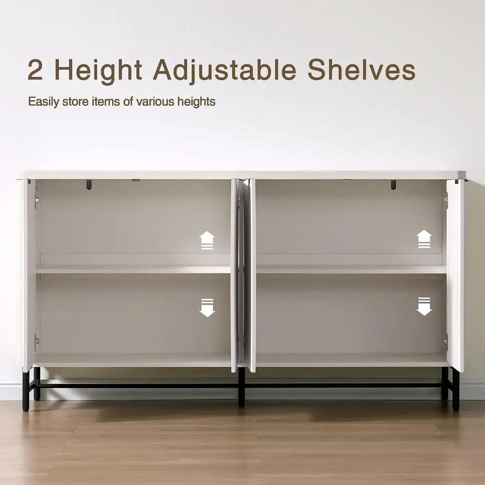 Wooden Storage Cabinet With Adjustable Shelves And Modern Design
