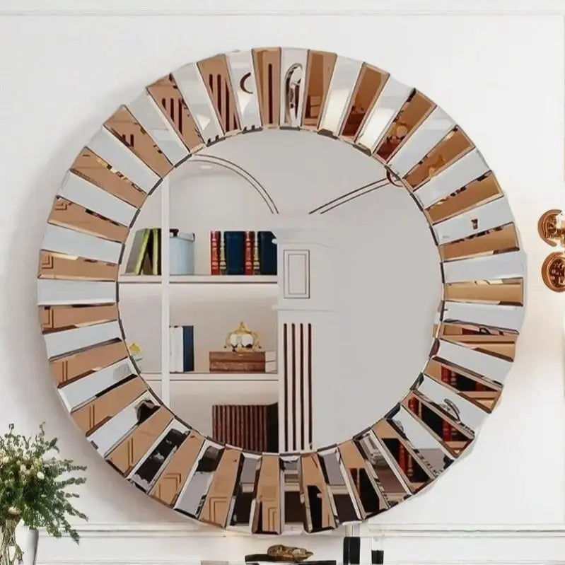 Decorative Round Starburst Wall Mirror Modern Art Glass Design
