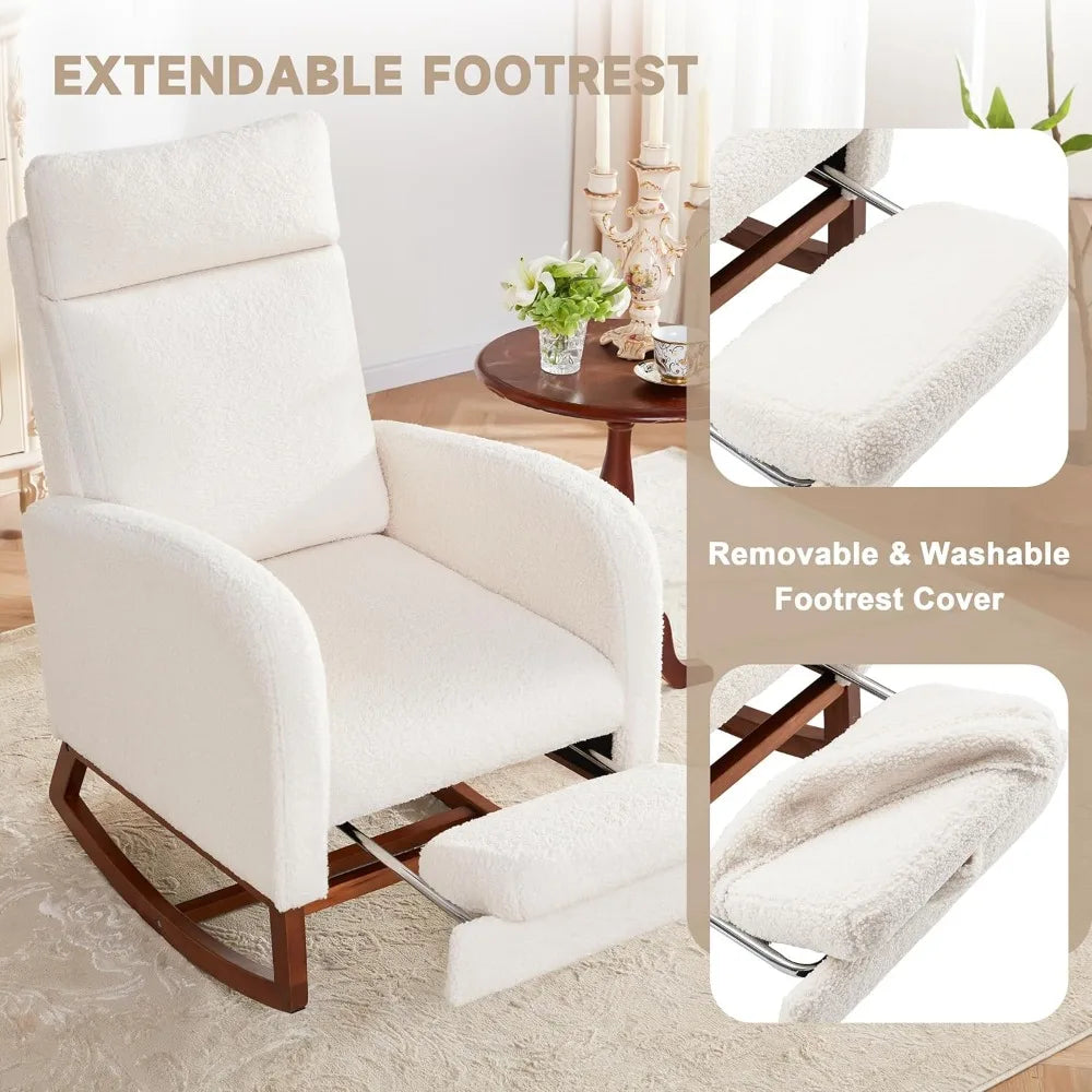 Rocking Chair Nursery Chair with High Back, Glider Rocking Chair, Baby Nursery Glider Rocker, Nursing Chair Accent Living Room
