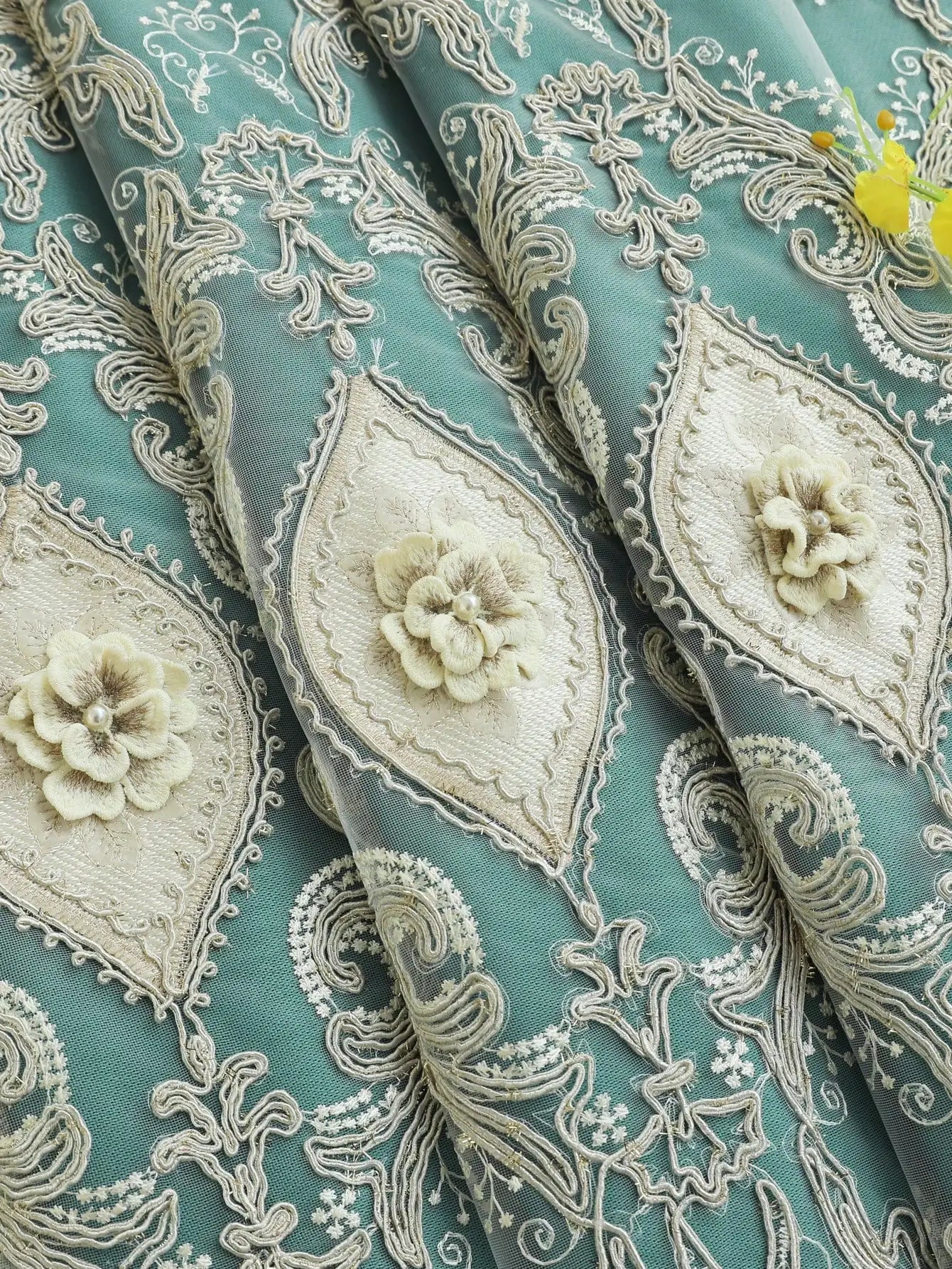 Luxury Embroidered Curtains With Dual Layer Room Darkening