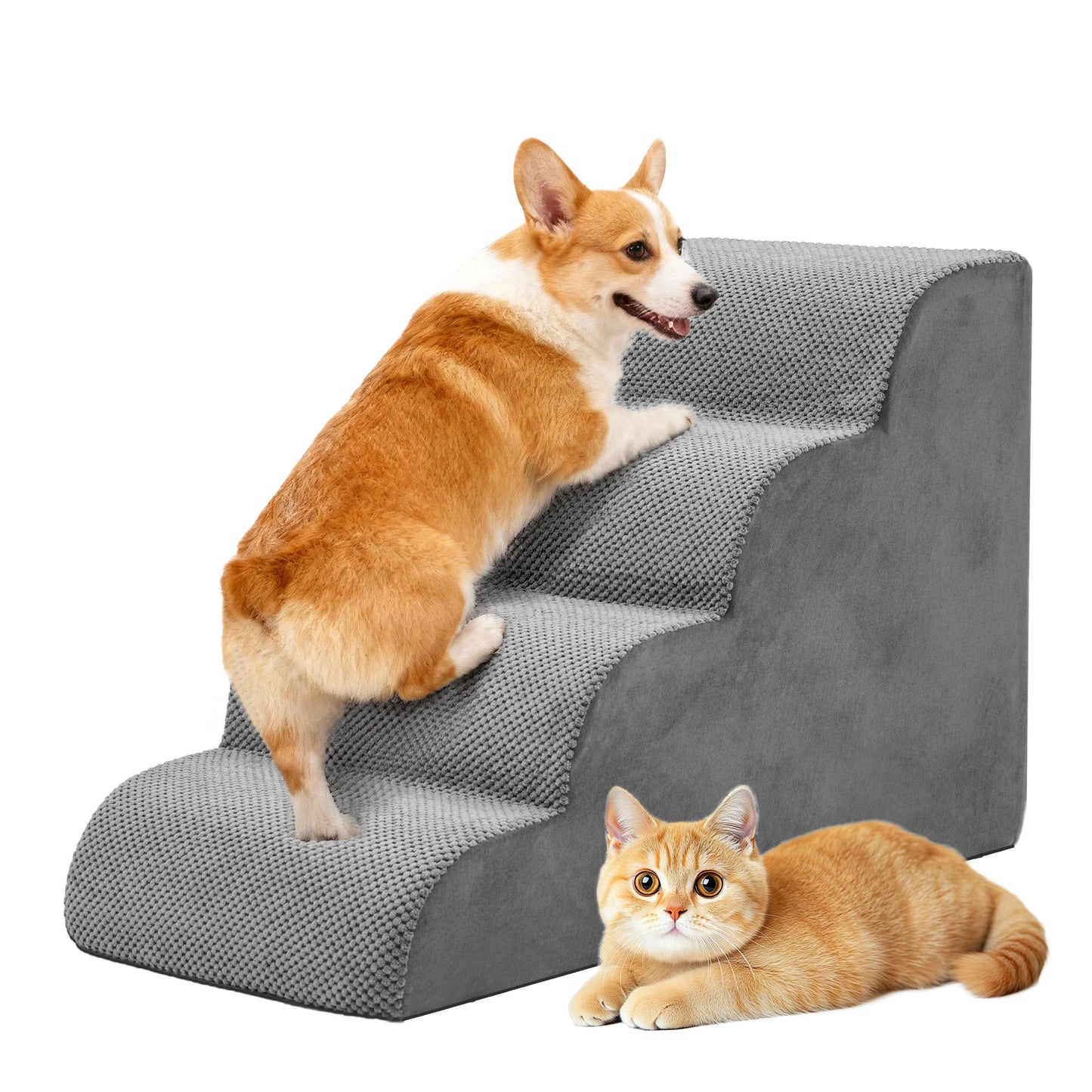 High Density Foam Curved Pet Dog Steps Non Slip Platform