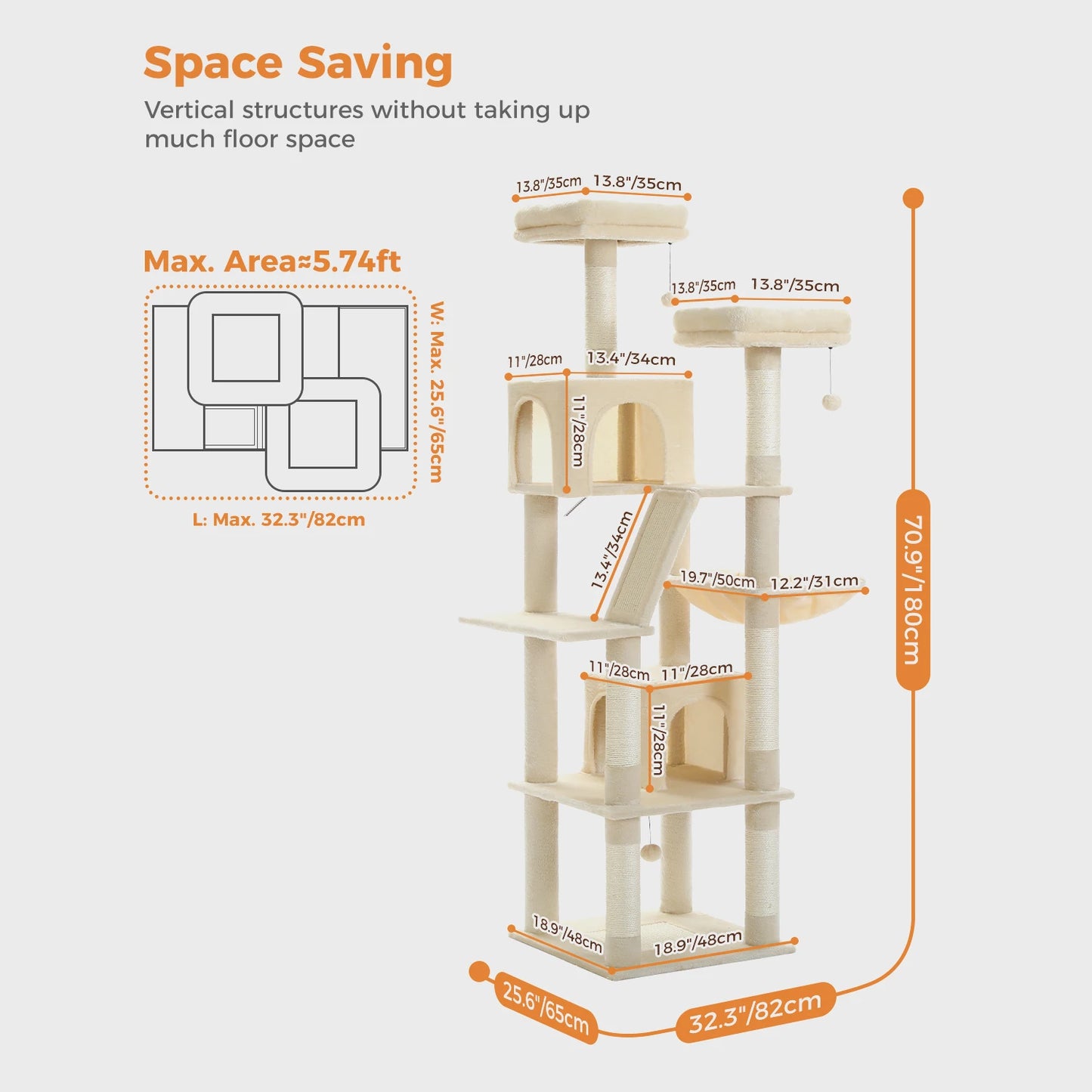 PAWZ Road Multi Level Cat Tree With Scratching Posts And Perches