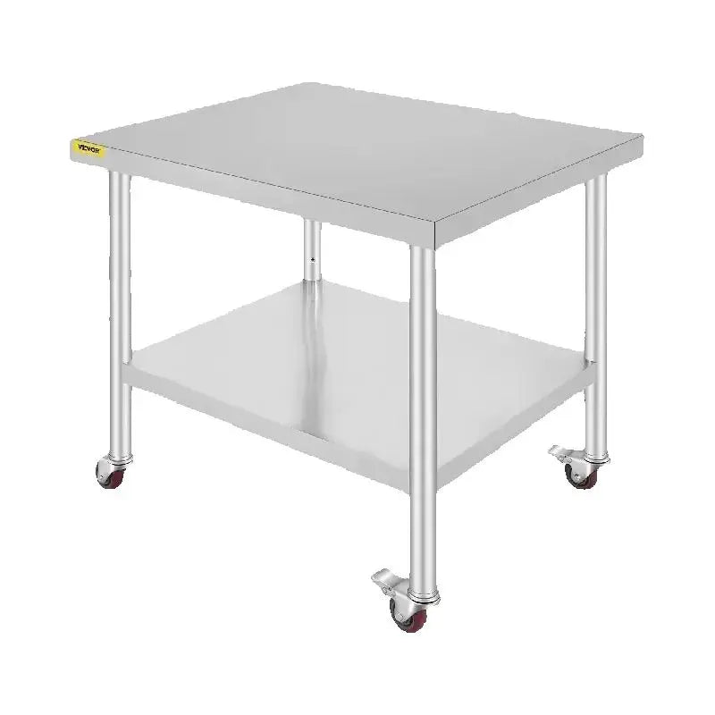 SucceBuy Stainless Steel Kitchen Prep Table With Sturdy Casters