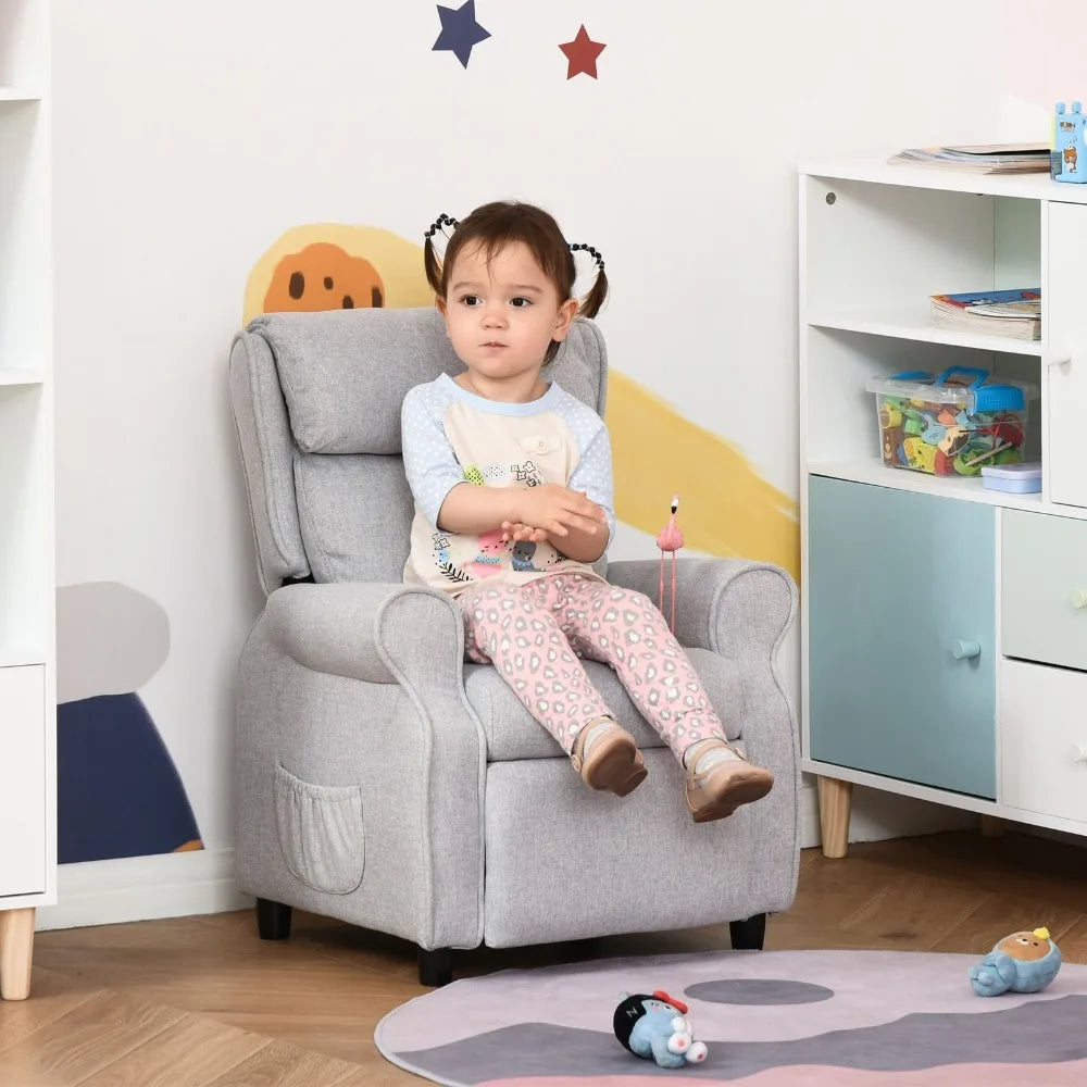 Kids Recliner Adjustable Armchair With Soft Sponge Cushion