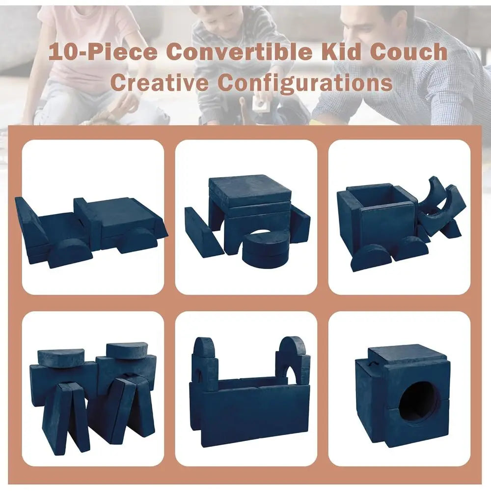 LISM Modular Kids Play Couch 10-Piece Sectional Sofa Set