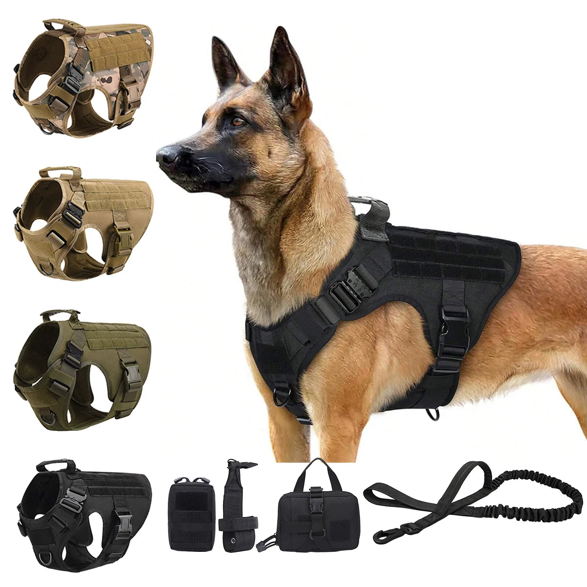 Tactical Padded Dog Harness With Quick Release Molle System