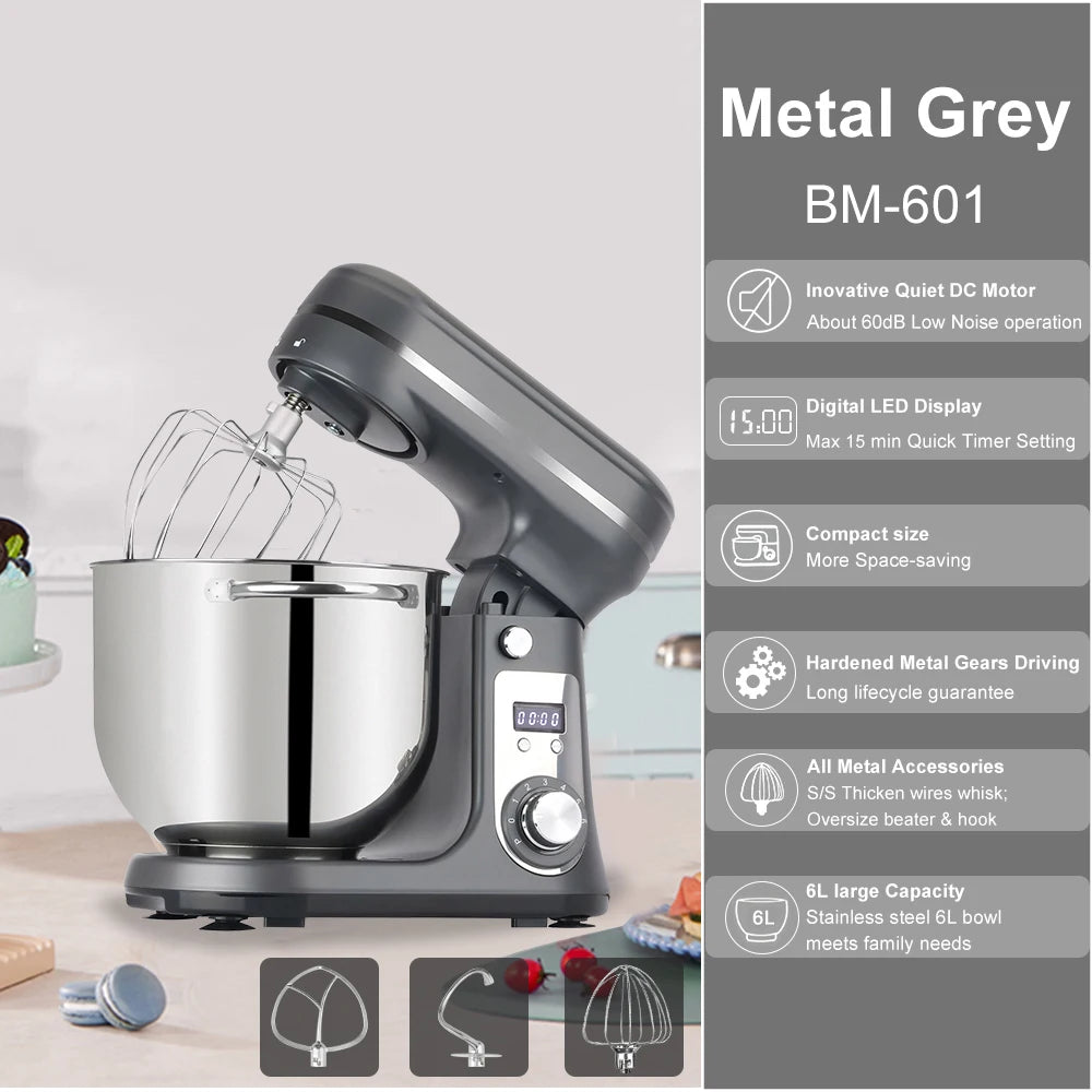 Biolomix Stand Mixer With Quiet Motor And Dough Kneading Attachments