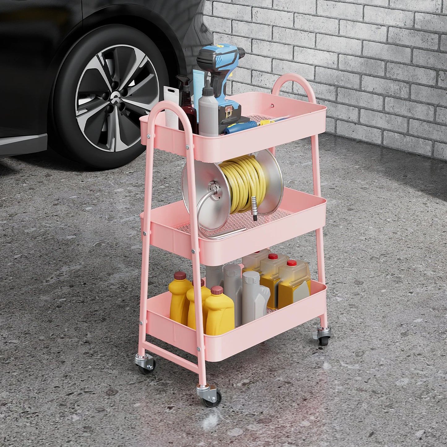JHK Rolling Storage Cart With Lockable Wheels For Home Office
