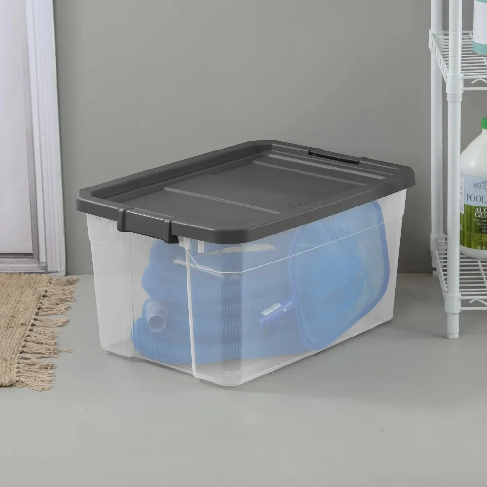 Two Pack Stacker Boxes With Durable Latch Lid Storage