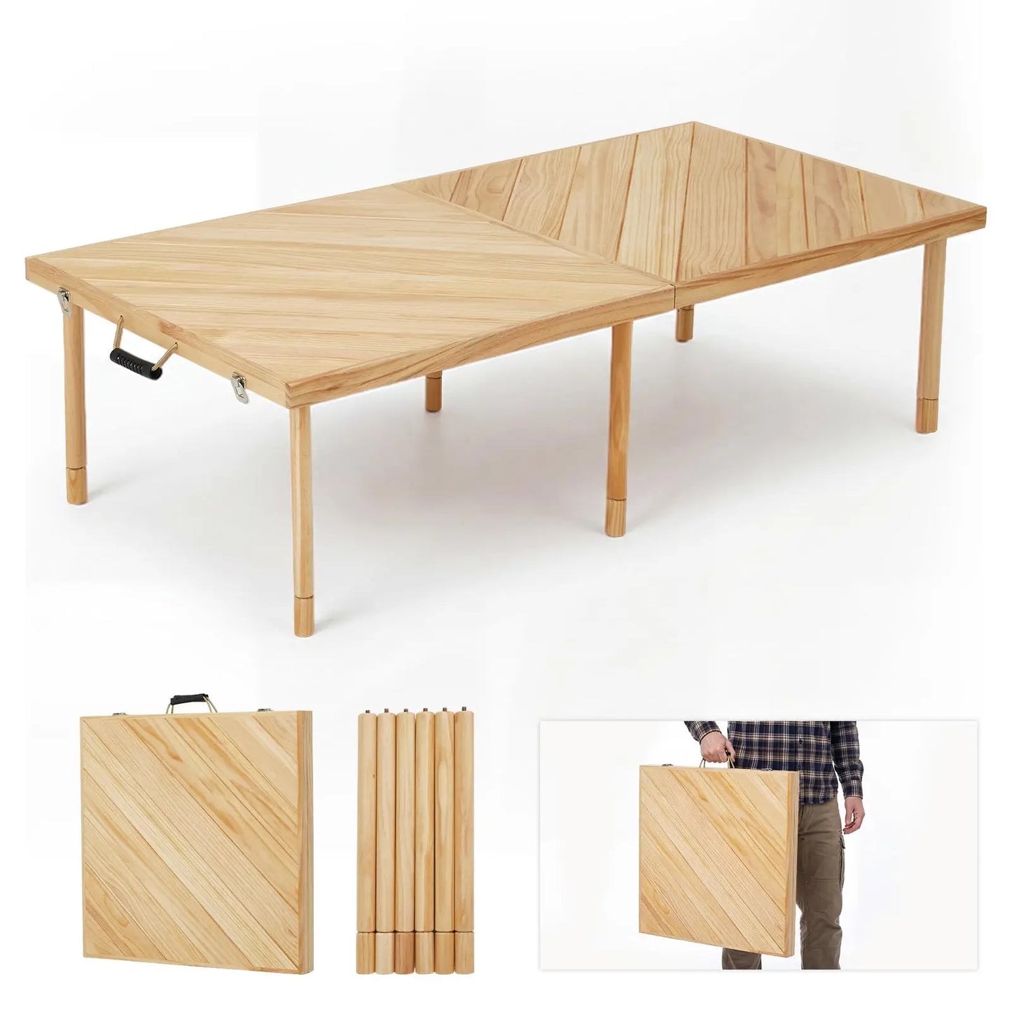 HiMISS Solid Wood Folding Picnic Table For Outdoor Camping