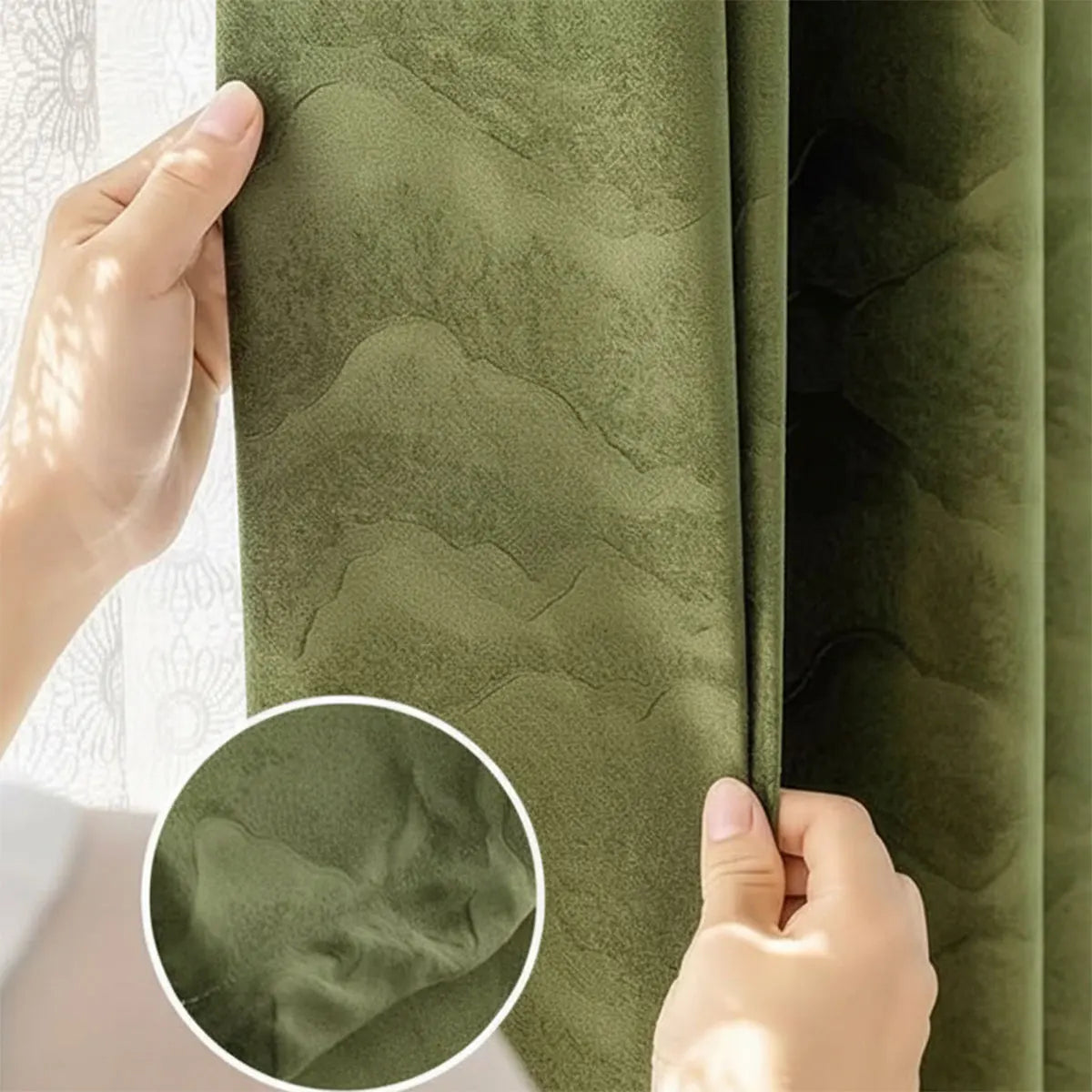 Embossed Mountain Blackout Curtains With Thermal Insulation And Noise Reduction