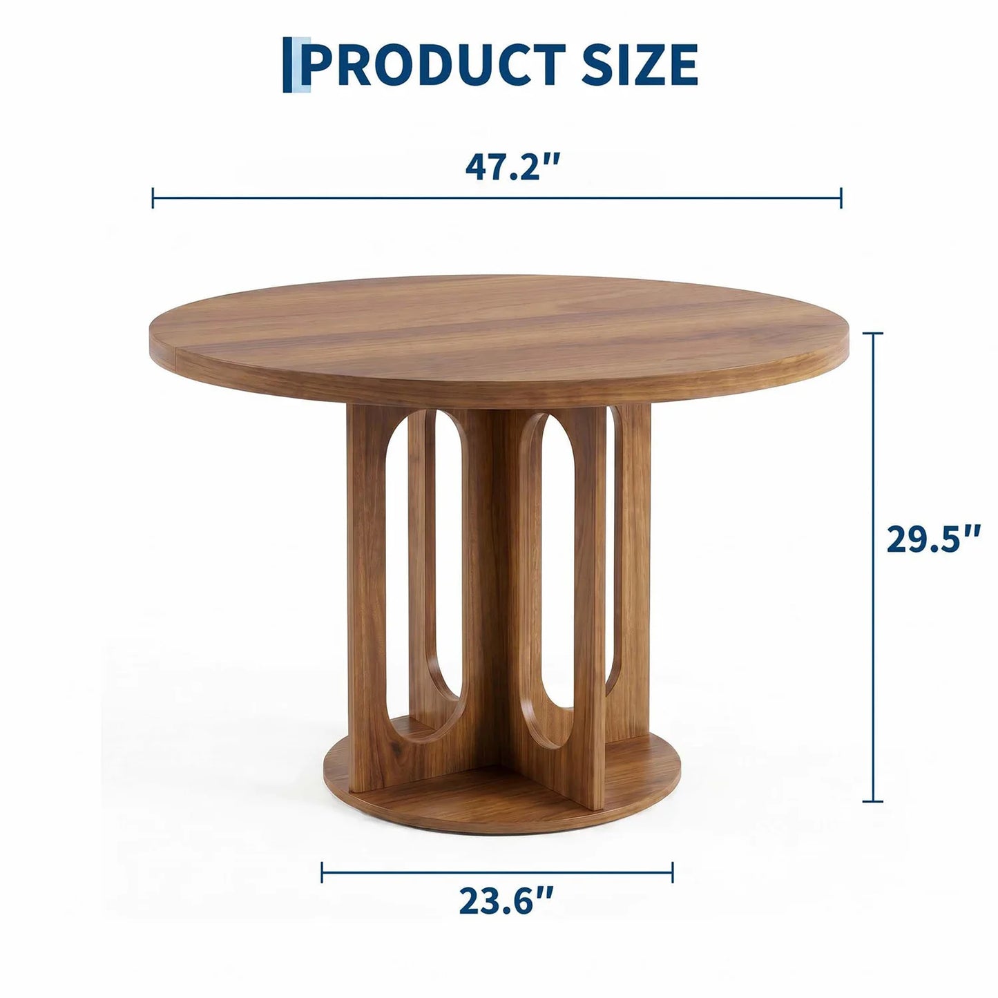 HiMISS Modern Round Dining Table With Arch Pedestal Base