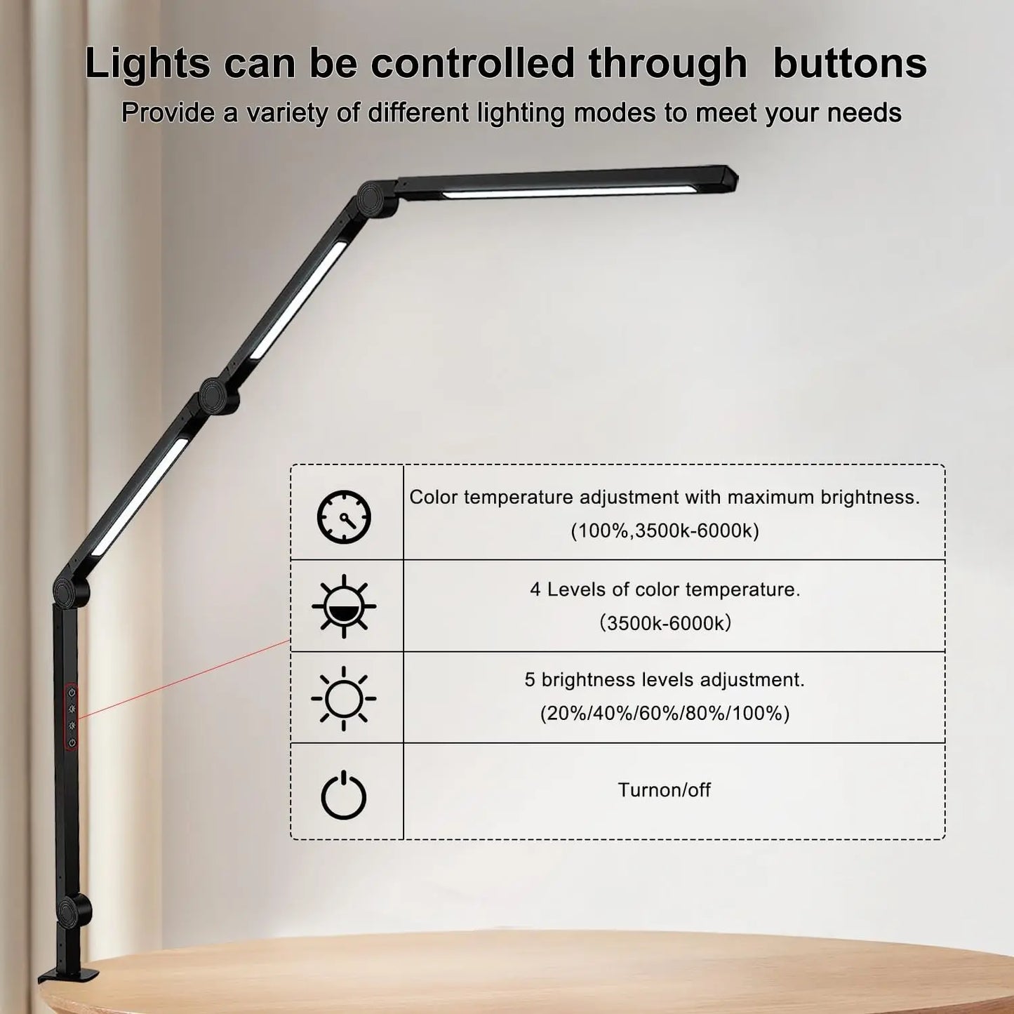 Modern LED Desk Lamp With Clamp Flexible Swing Arm