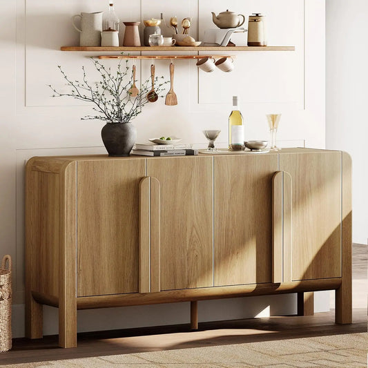 Buffet Sideboard Cabinet With Storage Modern Curved Design