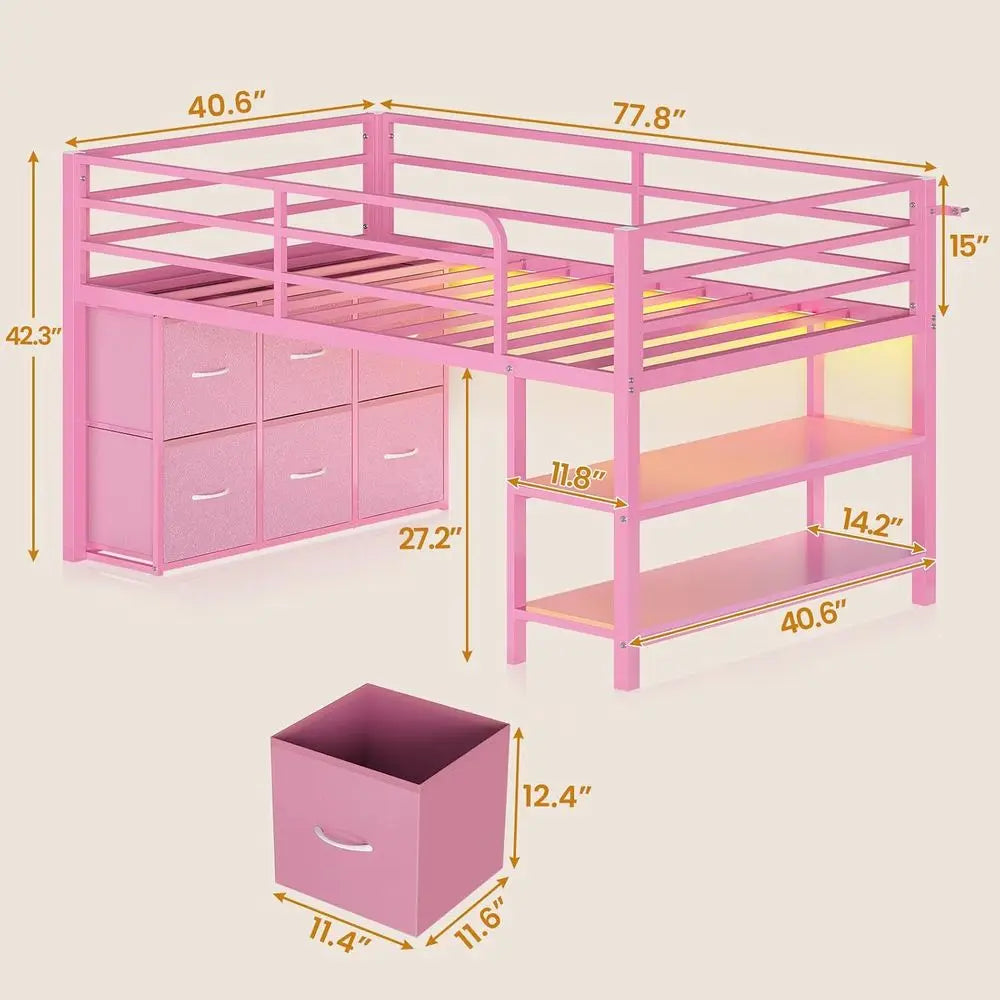 Wooden Bed With Storage Drawers And Built In Led Lights