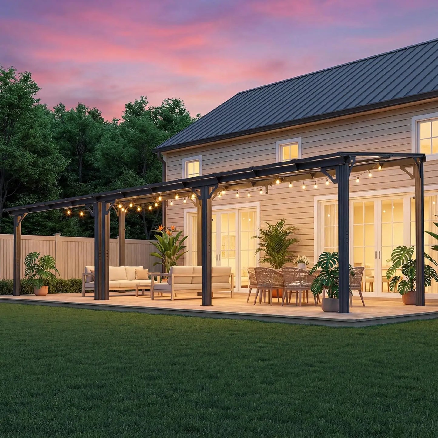 Wall Mounted Lean-To Gazebo With Aluminum Frame And Polycarbonate Roof