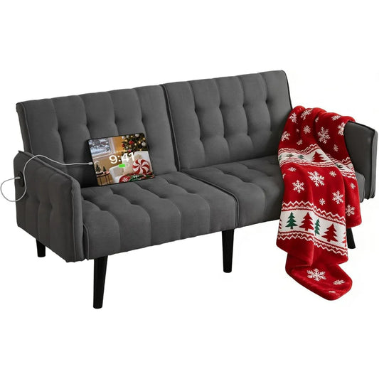 TYBOATLE Tufted Upholstered Adjustable Futon Sofa Bed