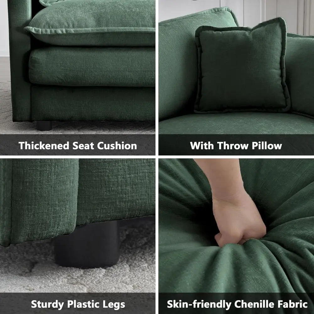 Luxury Sofa Set With Removable Ottoman 3-Piece Living Room Furniture