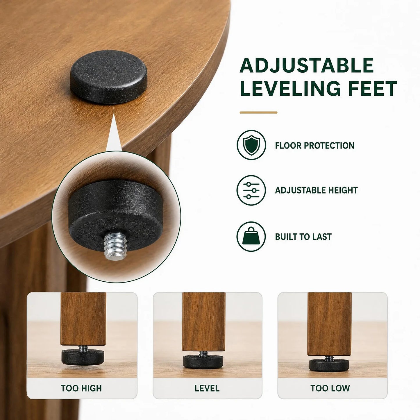HiMISS Modern Round Dining Table With Arch Pedestal Base