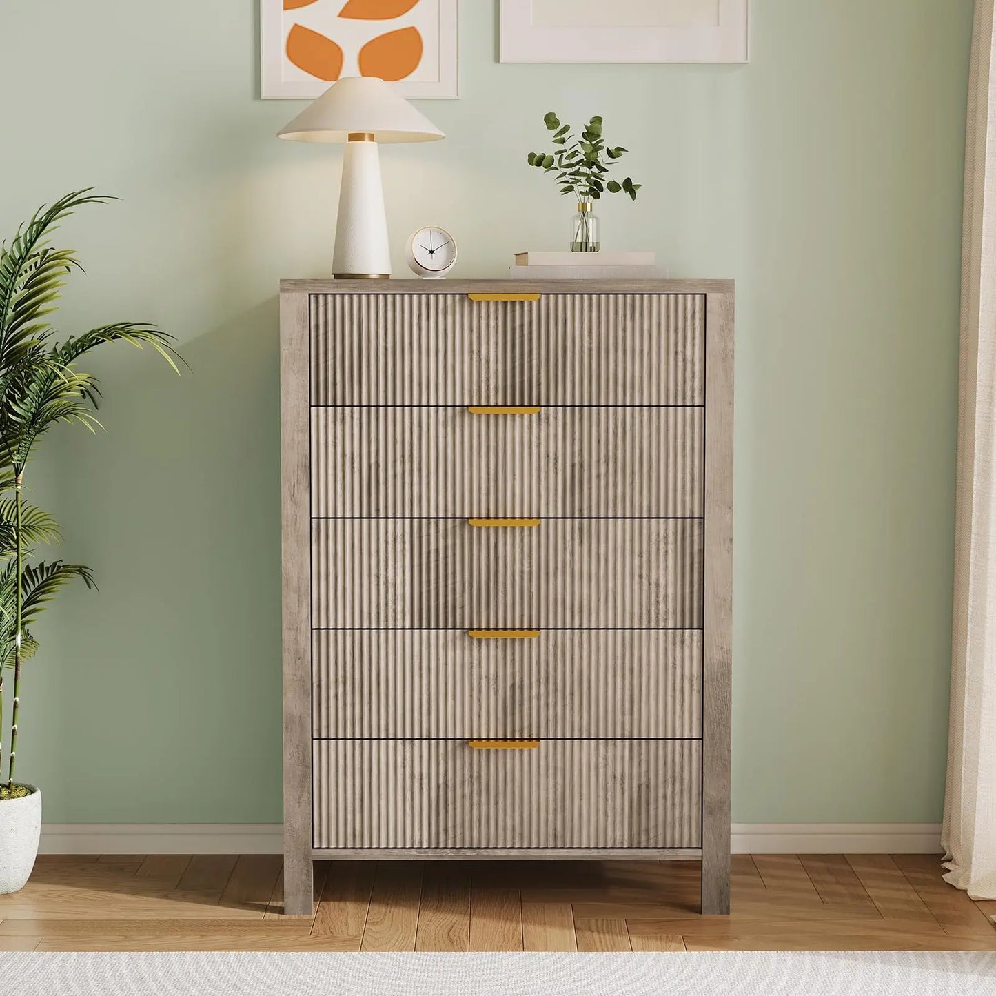 HiMISS 5 Drawer Dresser Modern Wood Storage Cabinet