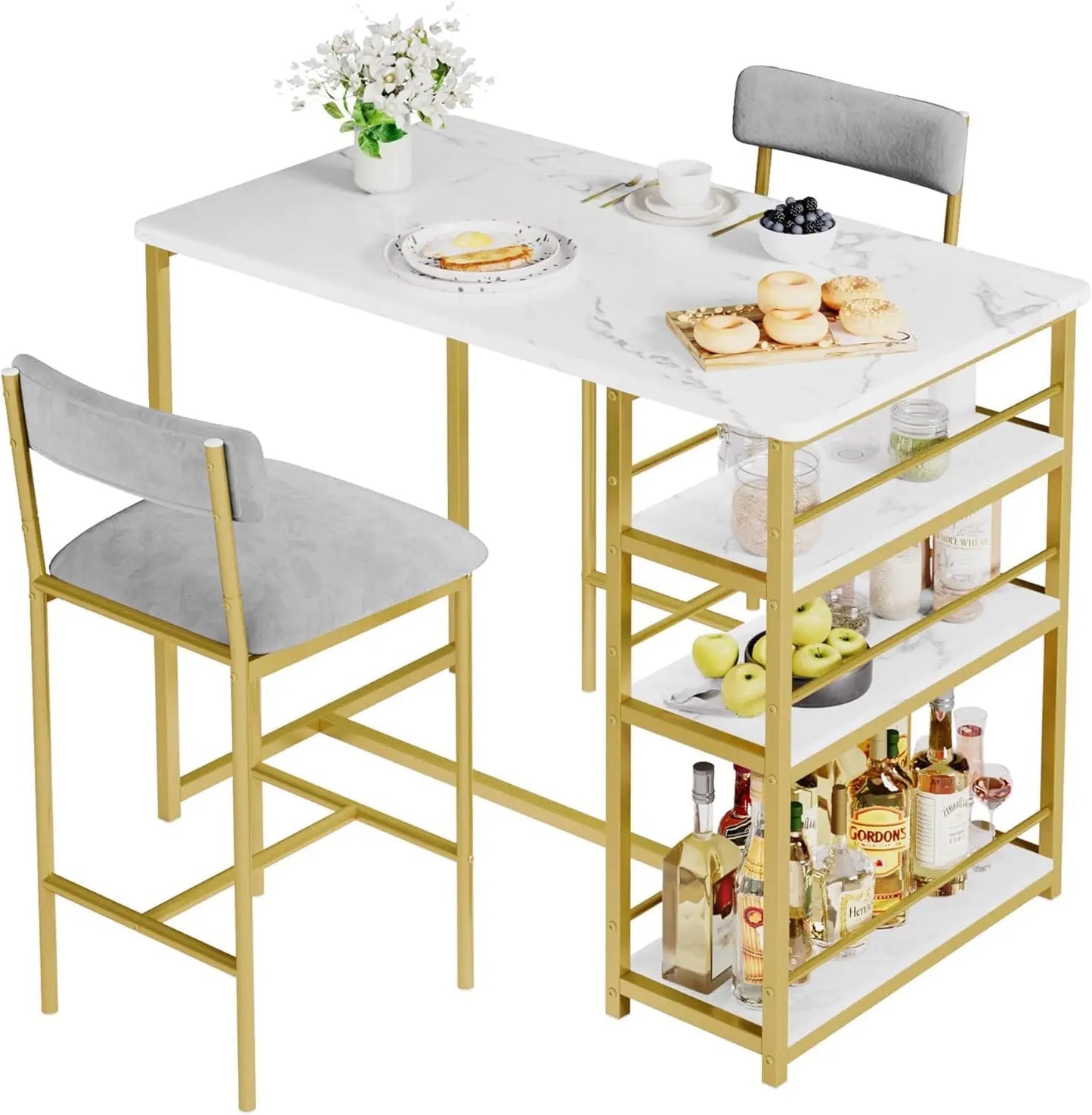 TwisterCK Modern Three Piece Bar Table Set With Chairs