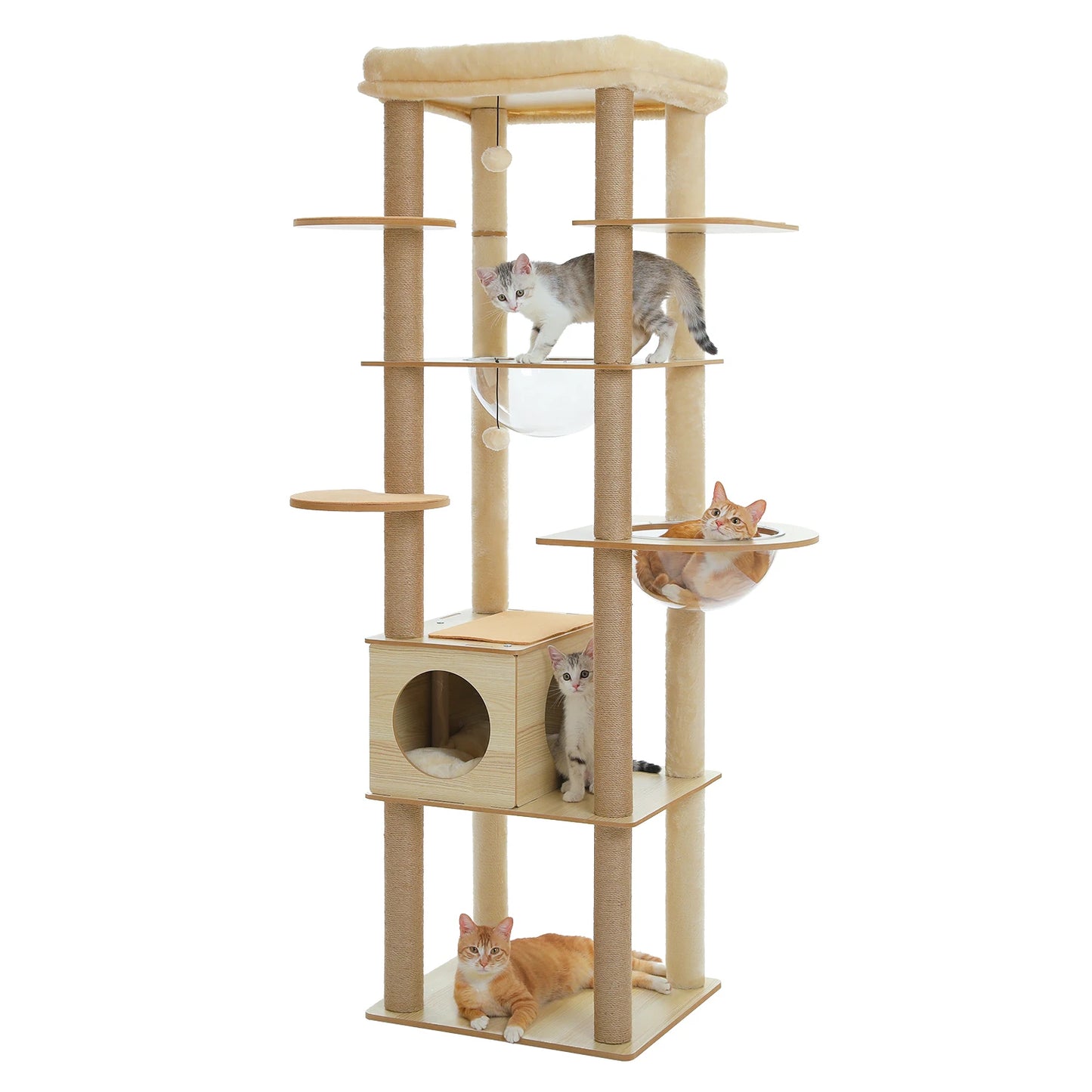 PAWZ Ro Multi Level Cat Tree Indoor Wood Tower Deluxe