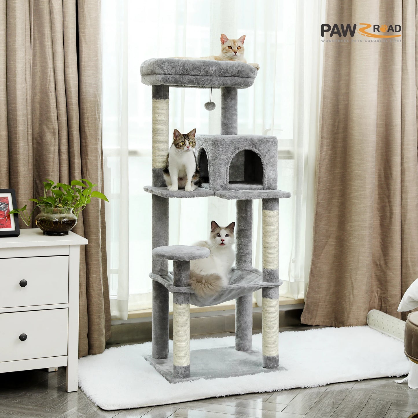 Pawz Road Five Level Cat Tree Tower With Sisal Posts