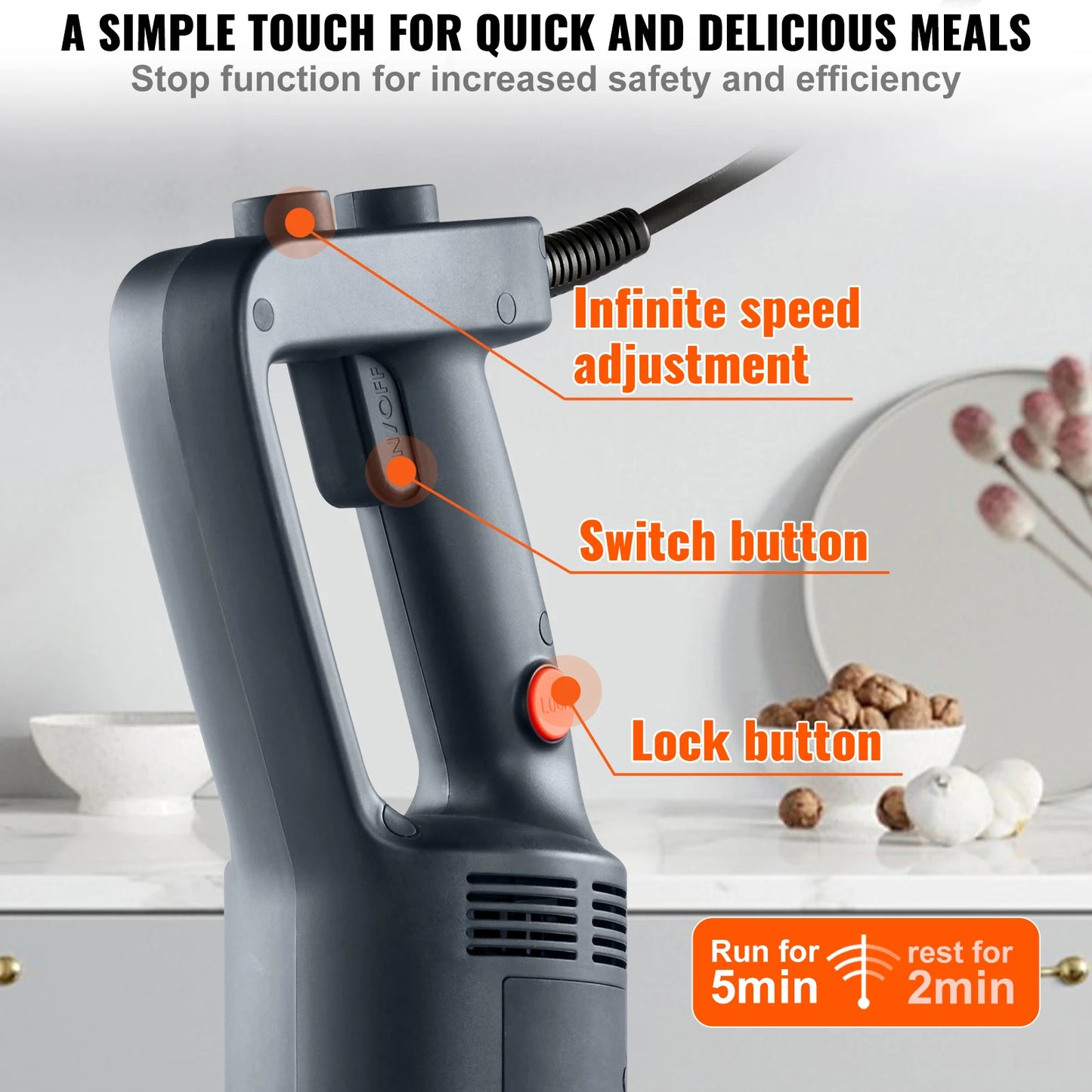 VEVOR Commercial Immersion Blender Heavy Duty Hand Mixer