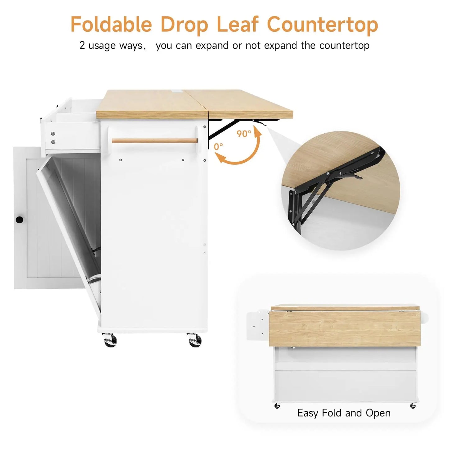 Onbrill Mobile Kitchen Island Cart With Power Outlet And Storage