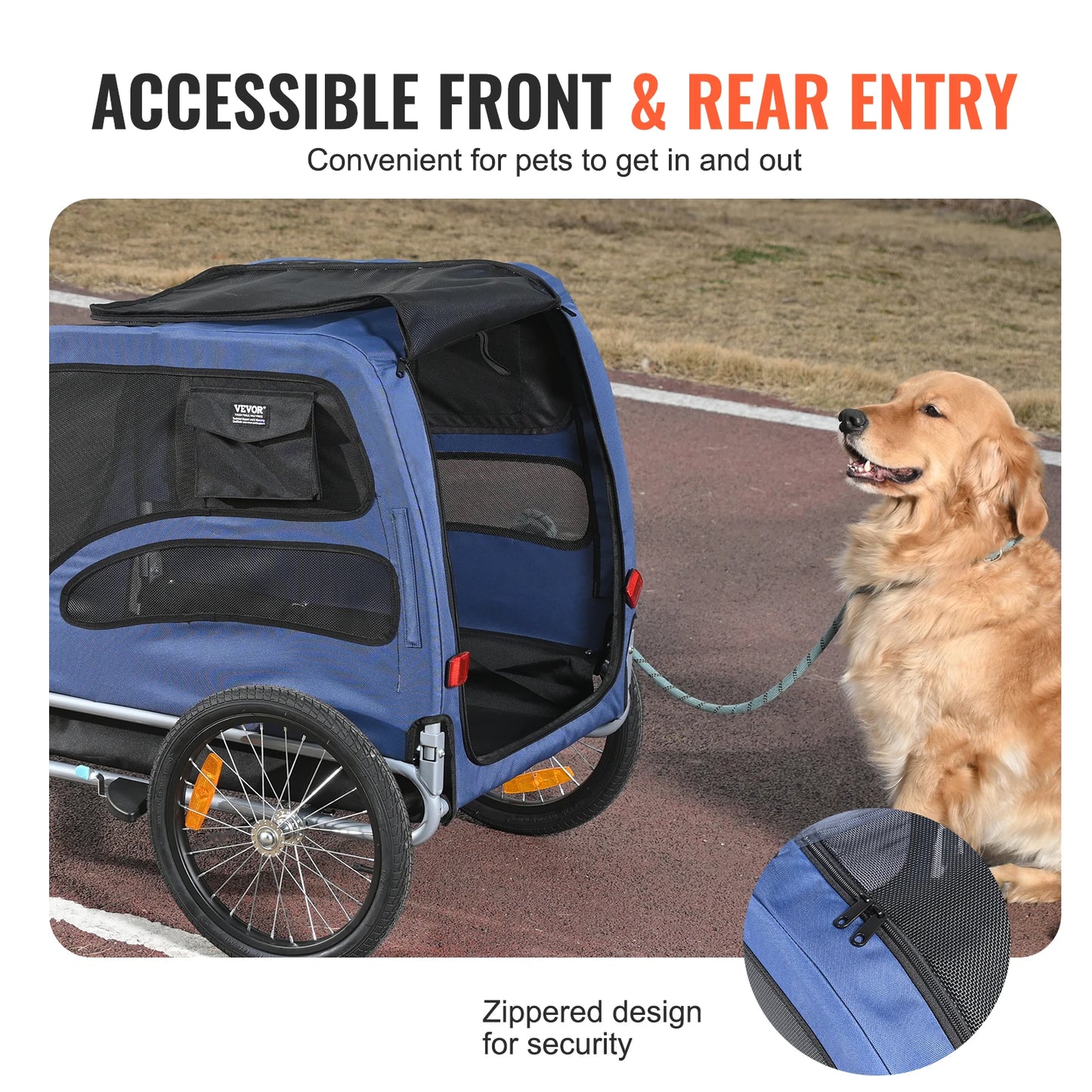 Pet Bicycle Trailer Carrier ForDogs With Reflectors And Safety
