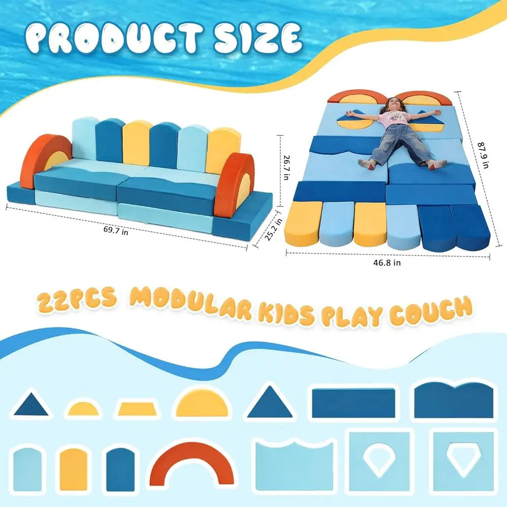 LISM Ocean Theme Modular Kids Sofa Set For Playroom
