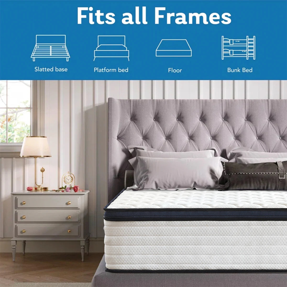 Amztree Gel Memory Foam Hybrid Mattress With Pressure Relief