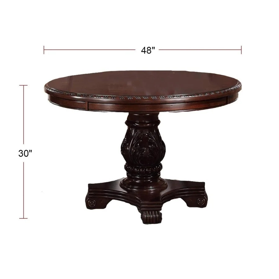 Antique Round Dining Table Set With Four Padded Chairs