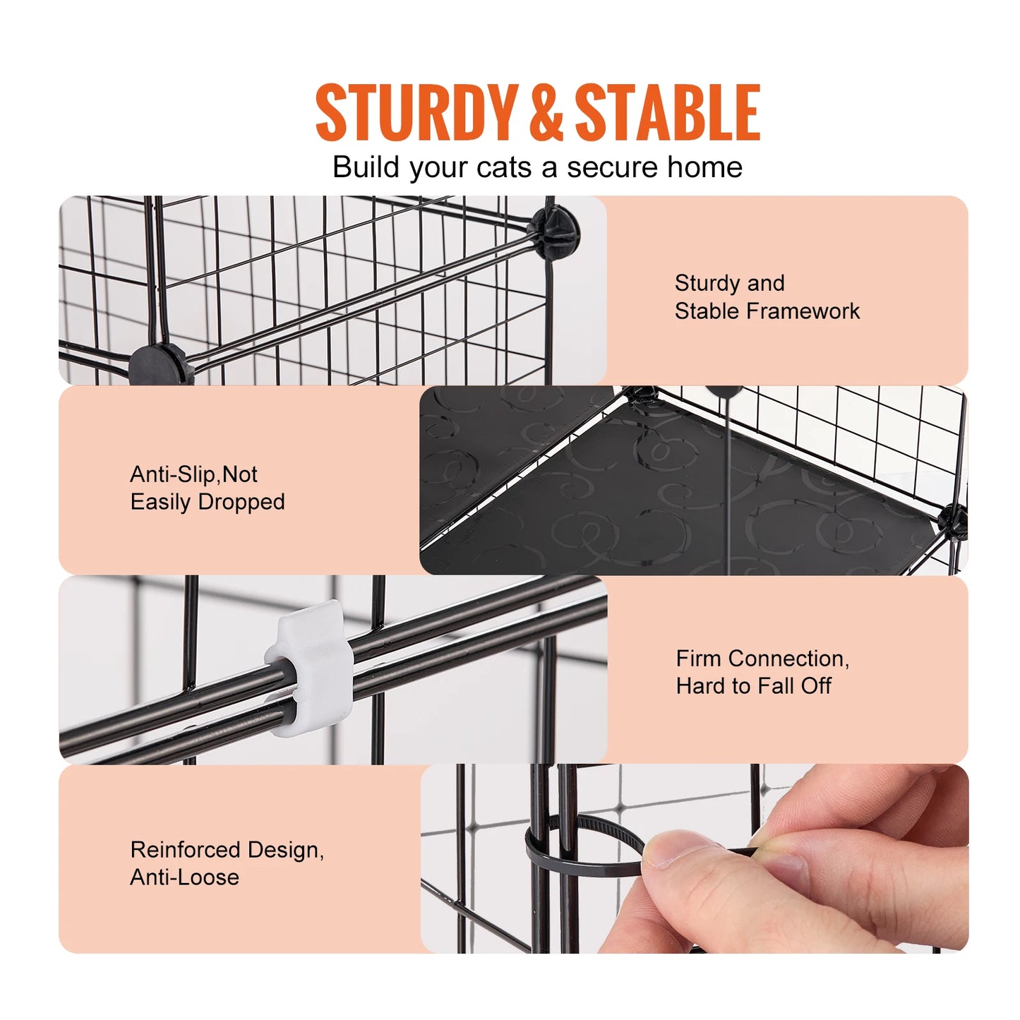 SucceBuy Stainless Steel Cat Villa With Ramp And Hammock