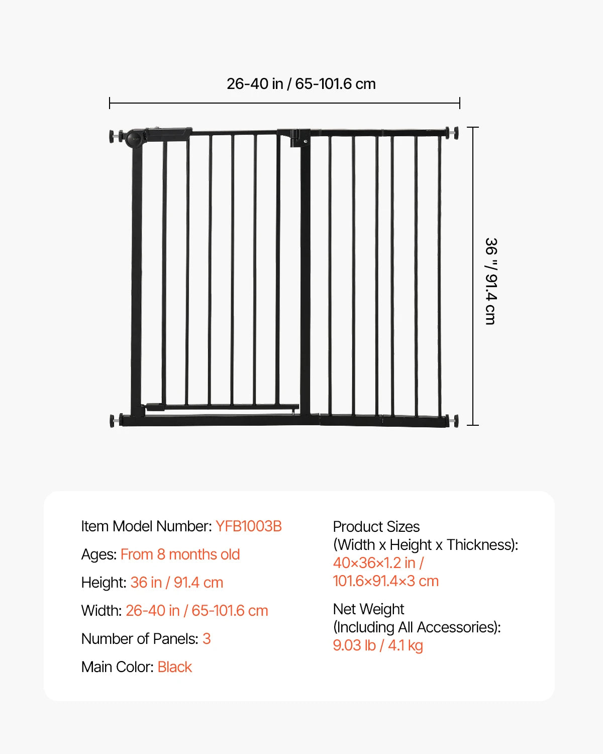 SucceBuy Walk Through Pressure Mount Baby Pet Safety Gate
