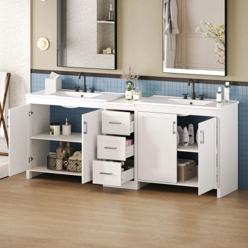 84 Inch Double Sink Bathroom Vanity With Quartz Top