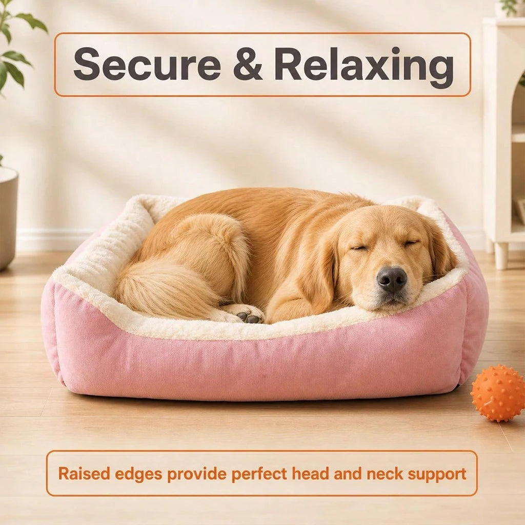 Warm Plush Orthopedic Pet Bed With Raised Edges For Pets