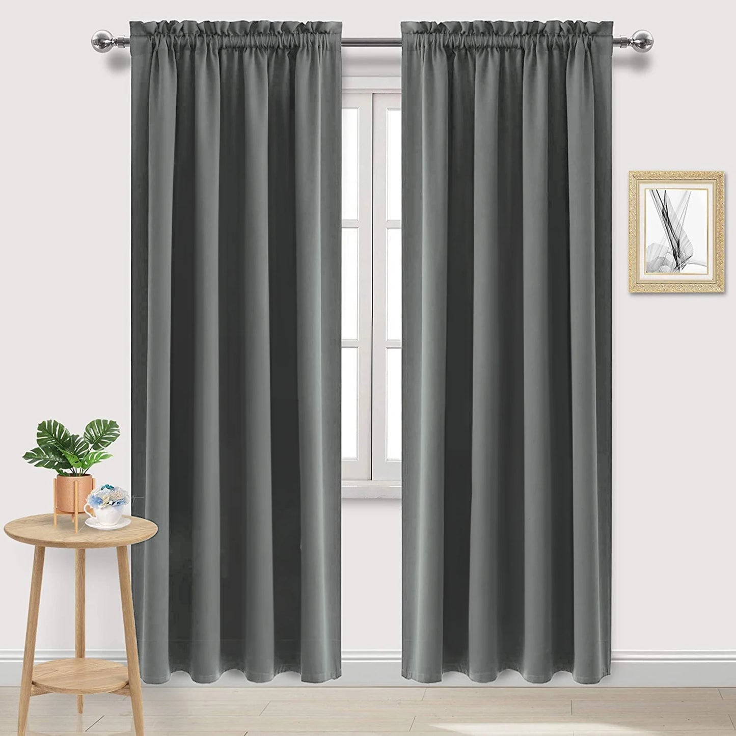 Thermal Insulated Blackout Curtains With Grommet For Bedroom
