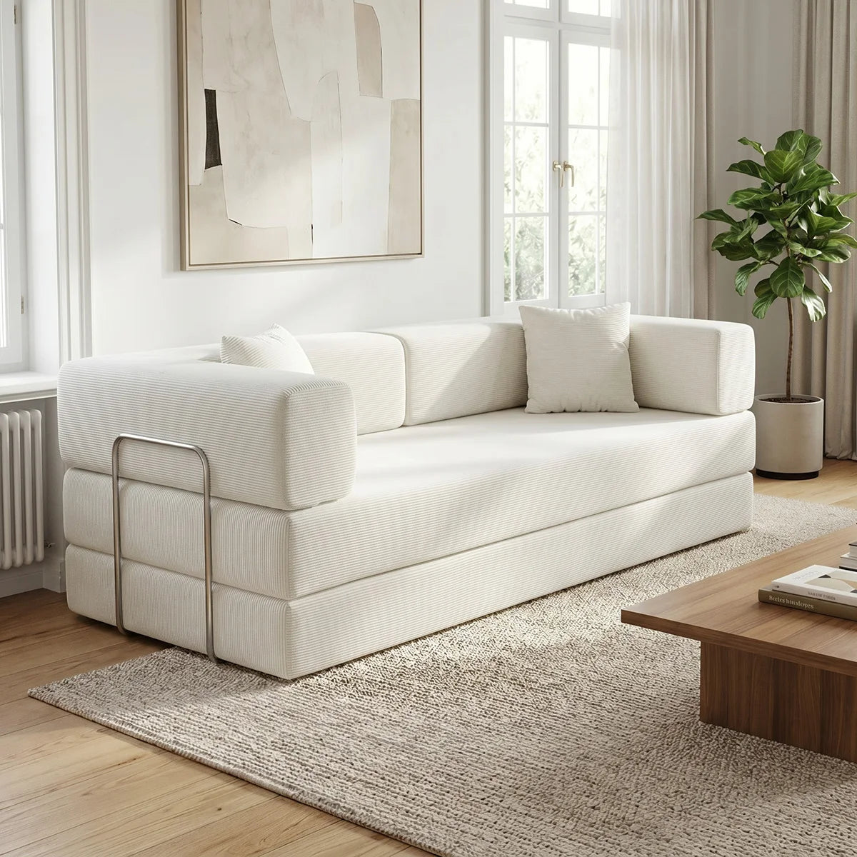 YQzyphyna Futon Sofa Bed 4 In 1 Convertible Couch Unit