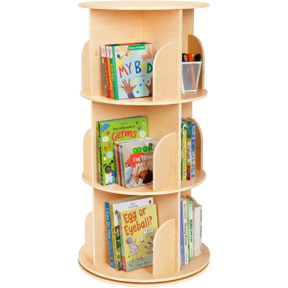 DAFIFY Kids 360 Degree Rotating Corner Bookshelf 3-Tier Floor Display