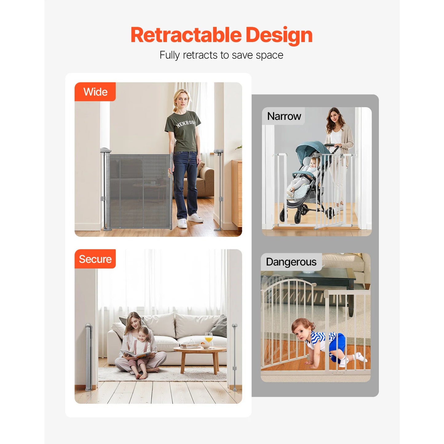 SucceBuy Retractable Mesh Baby And Pet Security Gate