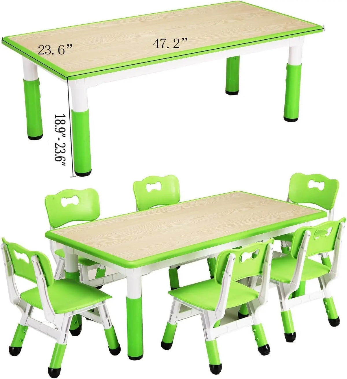 Tacleekii Modern Kids Table And Six Chair Set With Organizer