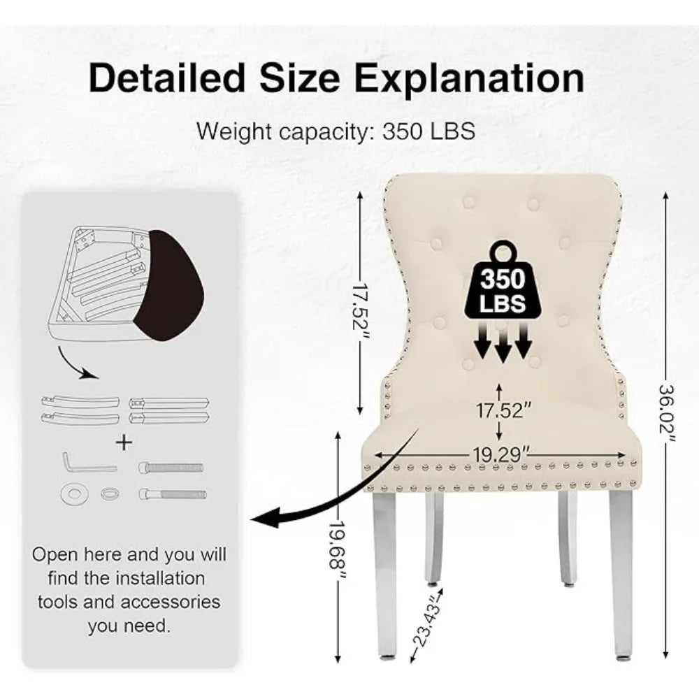 Velvet Tufted Dining Chairs With Stainless Steel Legs