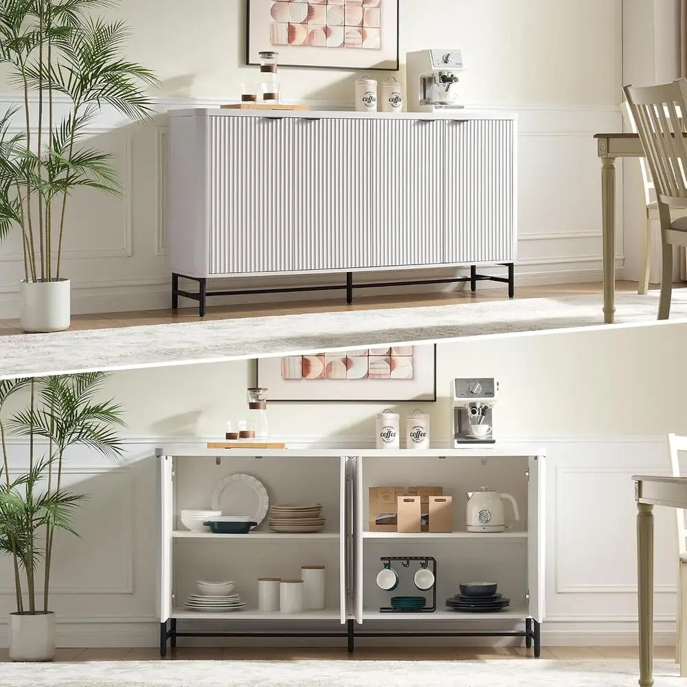 Wooden Storage Cabinet With Adjustable Shelves And Modern Design