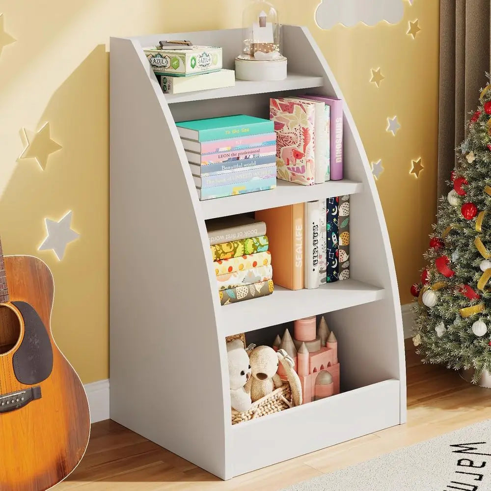 Wooden Children Bookshelf And Toy Storage Organizer Unit